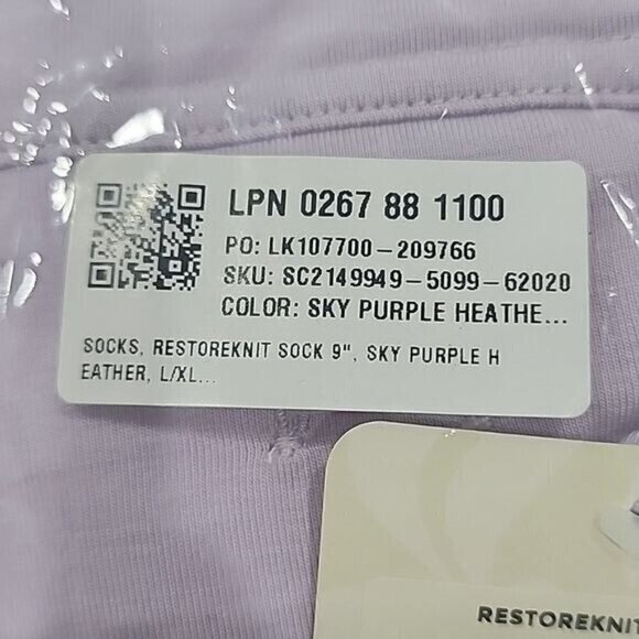 Fabletics restore knit socks 9" sky purple heather NWT Womens L/XL - Picture 3 of 3
